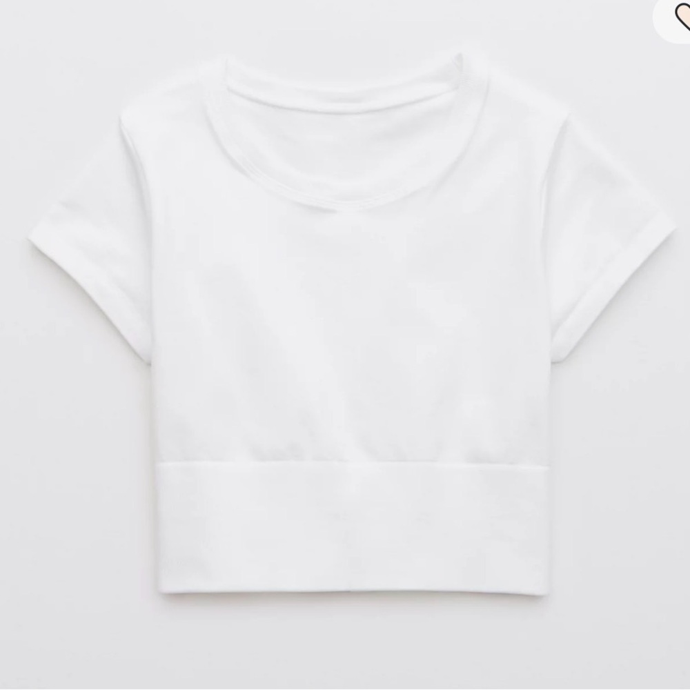 Offline by Aerie White Cropped Workout Tee